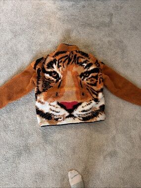 Men's Orange Tiger Graphic Sherpa Jacket
